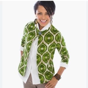 Chico's Linen Green Patterned Jacket